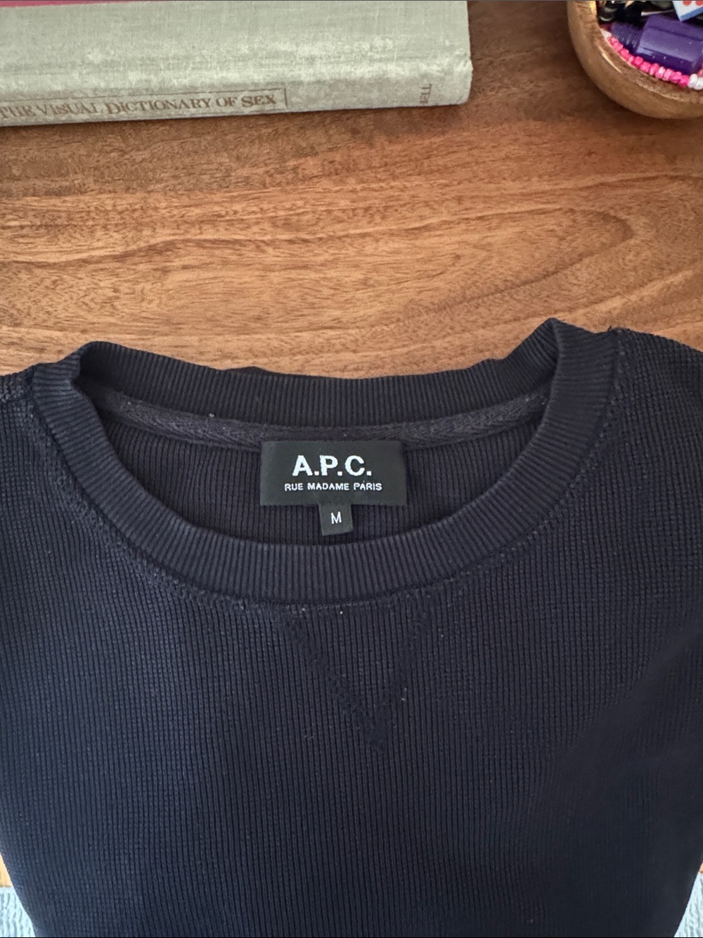 A.P.C. Black Waffle-Knit Crewneck Long Sleeve